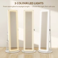 HOMCOM Storage Jewellery Cabinet, with Mirror and Lights - White(m-6)