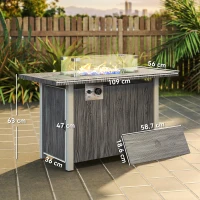 Outsunny 50,000 BTU Gas Fire Pit Table with Cover and Glass Screen - Dark Grey(m-3)