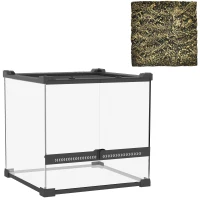 PawHut Terrarium en verre pour reptiles, fond surélevé & étanche, verrou à bouton(m-7)