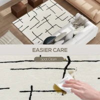 HOMCOM Modern Fluffy Area Rug, Geometric Pattern Washable Rug, Soft High Pile Floor Carpet for Living Room, Bedroom, Dining Room, Home Office, 170 x 120 cm, Cream(m-5)