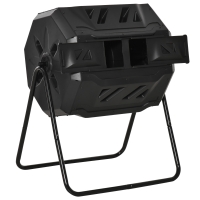 Outsunny Kompostbehälter mit 2 Behältern, 160 L Fassungsvermögen, drehbar, 71 cm x 65 cm x 96 cm, Schwarz