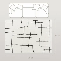 HOMCOM Modern Fluffy Area Rug, Geometric Pattern Washable Rug, Soft High Pile Floor Carpet for Living Room, Bedroom, Dining Room, Home Office, 170 x 120 cm, Cream(m-3)