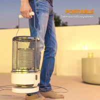 Outsunny 2000W Patio Electric Heater with 10-20㎡ Coverage, Separation Coil, Freestanding Outdoor Infrared Heater with Tip-Over Protection, Overheat Protection, Handle for Indoor and Outdoor Use, White(m-8)