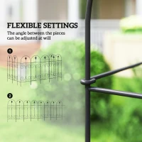 Outsunny Decorative Garden Fencing, 8PCs 44in x 12.5ft Outdoor Picket Fence Panels, Rustproof Metal Wire Landscape Flower Bed Border Edging, Black(m-5)