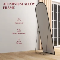 HOMCOM 165cm Aluminium Frame Standing Mirror - Black(m-6)