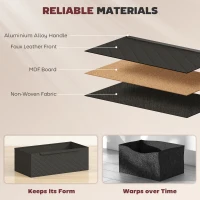 HOMCOM Chest of Drawers, Dresser with 3 Fabric Drawers and Aluminium Handles - Black(m-5)