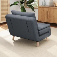 HOMCOM 3-in-1 slaapfauteuil met bedfunctie, ligfauteuil, verstelbare rugleuning, beukenhouten poten, kussen, grijs(m-9)