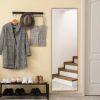 HOMCOM Full Length Dressing Mirror, Floor Standing or Wall Hanging, Aluminium Alloy Framed Full Body Mirror for Bedroom, Living Room, 50 x 161.5cm, Black(m-2)