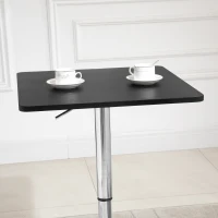 HOMCOM Modern Height Adjustable Counter Bar Table with 360° Swivel Tabletop and Electroplating Metal Base, Pub Desk for Living Room, Kitchen, Restaurant, Pub, Black and Silver(m-8)