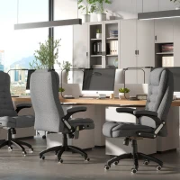 Vinsetto Bürostuhl  Massagesessel mit Wärmefunktion, Ergonomischer Chefsessel, Höhenverstellbarer Drehstuhl, Gamingstuhl mit Massage, Dunkelgrau, 68 x 72 x 110–120 cm(m-2)