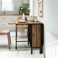 HOMCOM Mobiler Klapptisch Klapptisch, 2 klappbare Flächen, 130 cm x 80 cm x 74 cm, Braun(m-8)