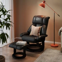 HOMCOM Relaxsessel mit Fußhocker, Massagesessel mit Liegefunktion, Elektrischer Liegesessel mit Fernbedienung, Fernsehsessel mit Seitentasche, Kunstleder, Schwarz(m-2)