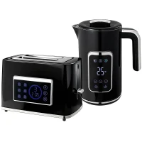 HOMCOM Touch Screen Kettle and Toaster Set - Black(m-1)