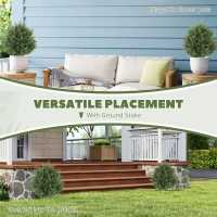 HOMCOM 2-delige set kunstplanten, UV-bestendige cipres kunstplant met 387 bladeren en grondspies, Ø40 x 60H cm, Groen(m-6)