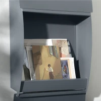 HOMCOM Cassetta Postale Ricurva in Acciaio con 3 Fessure e 2 Chiavi di Sicurezza 45x10x32 cm, Grigio(m-8)