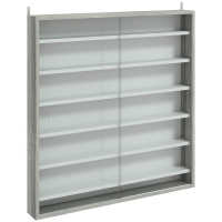 HOMCOM Vitrina Portaobjetos de 5 Estantes Regulables en Madera con Puertas de Vidrio, 80x9.5x83 cm, Blanco y Gris