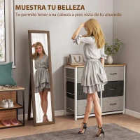 HOMCOM Espejo de Cuerpo Entero 157x37 cm con Marco de MDF Espejo de Pie Inclinado o Colgante Madera Nogal(m-4)