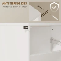 HOMCOM Scarpiera a Specchio a 4 Ante Antiribaltamento in Legno, 63x17x146 cm, Bianco(m-6)