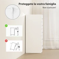 HOMCOM Cassettiera 5 Cassetti dallo Stile Moderno, in Truciolato, 40x35x85 cm, Bianco(m-5)