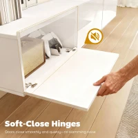 HOMCOM Mobile Porta TV fino a 82" Sospeso con 3 Armadietti a Ribalta e Ante Soft Close, Bianco Lucido(m-7)