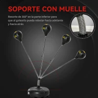 HOMCOM Saco de Boxeo de Pie con Altura Ajustable en 4 Niveles Base Rellenable Guantes e Inflador Ø45x133-151 cm Negro(m-6)