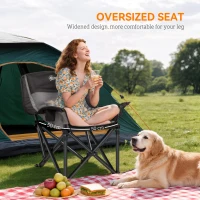Outsunny Portable Padded Camping Chair, with Bag - Black/Grey(m-5)