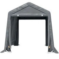 Outsunny Garden Storage Tent, Heavy Duty Patio Storage Shelter with Metal Frame and Double Doors, 2.8m x 2.4m x 2.4m, Dark Grey(m-11)