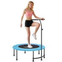 HOMCOM 40" Fitness Trampoline with Adjustable Handle, Rebounder Trampoline, Mini Jumper for Indoor Exercise Workout, Blue(m-10)