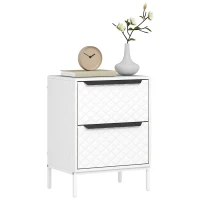 HOMCOM Chest of Drawers, Dresser with 2 Fabric Drawers and Aluminium Handles - White(m-10)