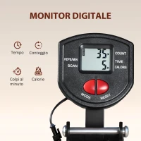 SPORTNOW Vogatore Pieghevole con Monitor LCD e Sedile Imbottito, Resistenza a Elastico, Capacità 150 kg(m-7)