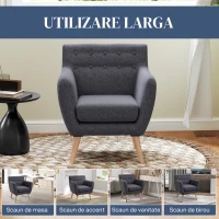 Homcom Fotoliu Nordic – Gri inchis, Design Elegant & Confortabil(m-5)