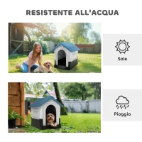 PawHut Cuccia per Cani Piccoli da Esterno in Plastica con Finestre e Base Rialzata, 64.5x57x66 cm, Blu(m-6)