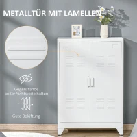 HOMCOM Aktenschrank Metallschrank Mehrzweckschrank mit magnetischer Lamellen-Doppeltür 75 x 33 x 110 cm Weiß(m-5)