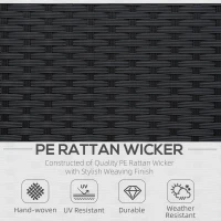 Outsunny Single Seater Rattan Chair Sofa - 10 cm Thick Padded Cushion, All-Weather PE Wicker Weave Garden Armchair with Armrests, Black(m-4)