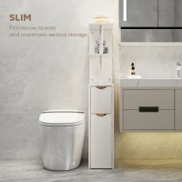 HOMCOM Colonna Bagno Salvaspazio con 2 Cassetti e Ripiani Aperti, 20x45x115 cm, Bianco(m-7)
