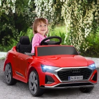 AIYAPLAY Carro Elétrico para Crianças Carro Audi Q8 Etron Sportback Infantil 12V Faróis Buzina e Música 98x49,5x43 cm Vermelho(m-2)