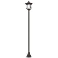 Outsunny Lámpara Solar de Jardín Farola con 6 Luces LED con Batería Recargable Solar con Autonomía de 6-8 Horas Ø26,5x177cm Negro