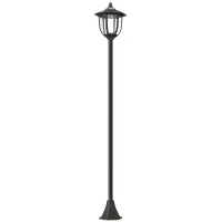 Outsunny Lámpara Solar de Jardín Farola con 6 Luces LED con Batería Recargable Solar con Autonomía de 6-8 Horas Ø26,5x177cm Negro(m-1)
