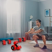 HOMCOM Ensemble d'haltères musculation 30 kg total poids réglable disques 2,5 / 1,25 kg 2 barres d'haltères nickelé revêtement plastique Ø 21,5 / Ø 17,5 cm noir(m-10)