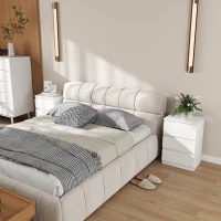 HOMCOM Nocny Stolik, Zestaw 2 Sztuk Stolików Bocznych z 3 Szufladami, Commode Nocna do Sypialni, Salonu, 40 x 30 x 59,5 cm, Biały(m-7)