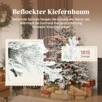HOMCOM Künstlicher Weihnachtsbaum, 180cm Christbaum mit Schnee, 1815 Zweigen, klappbarem Metallständer(m-5)