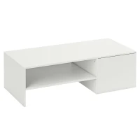 HOMCOM Tavolino da Caffè in Legno con Piano Scorrevole e Ripiano Aperto e a Scomparsa, 110x52x36 cm, Bianco(m-1)
