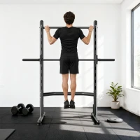 HOMCOM Adjustable Squat Rack, with Pull Up Bar, Barbell Bar for Home Gym(m-8)