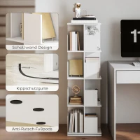 HOMCOM Drehbares Bücherregal mit 4 Ebenen, 16 Fächer, leicht zugänglich, für Schlafzimmer, Wohnzimmer, Arbeitszimmer, Spanplatte, Weiß(m-6)