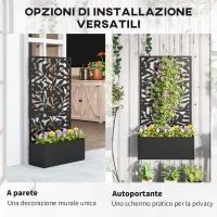 Outsunny Fioriera con Spalliera per Rampicanti in Acciaio, Montaggio a Parete o a Terra, 61x23x113 cm, Nero(m-5)