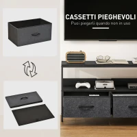 HOMCOM Mobile Porta TV da 47" con Cassetti Pieghevoli in Tessuto e Mensola in Metallo e MDF, 98x29x56 cm, Nero(m-4)
