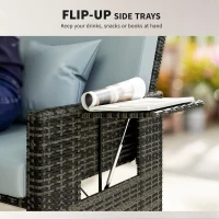 Outsunny Gartensofa mit Liegefunktion, ausfahrbare Fußbank mit Stauraum, Sitzkissen, grau, 130 x 72 x 96 cm(m-9)