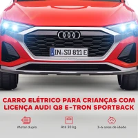AIYAPLAY Carro Elétrico para Crianças Carro Audi Q8 Etron Sportback Infantil 12V Faróis Buzina e Música 98x49,5x43 cm Vermelho(m-4)