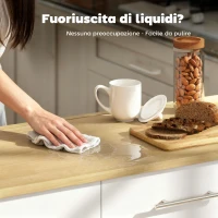 HOMCOM Isola per Cucina a 5 Ruote con Portasciugamani, 2 Cassetti, 4 Ripiani e Armadietto, in Legno, 129x65x91 cm(m-8)