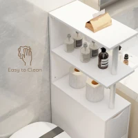 HOMCOM Colonna Bagno Salvaspazio con 2 Cassetti e Ripiani Aperti, 20x45x115 cm, Bianco(m-8)